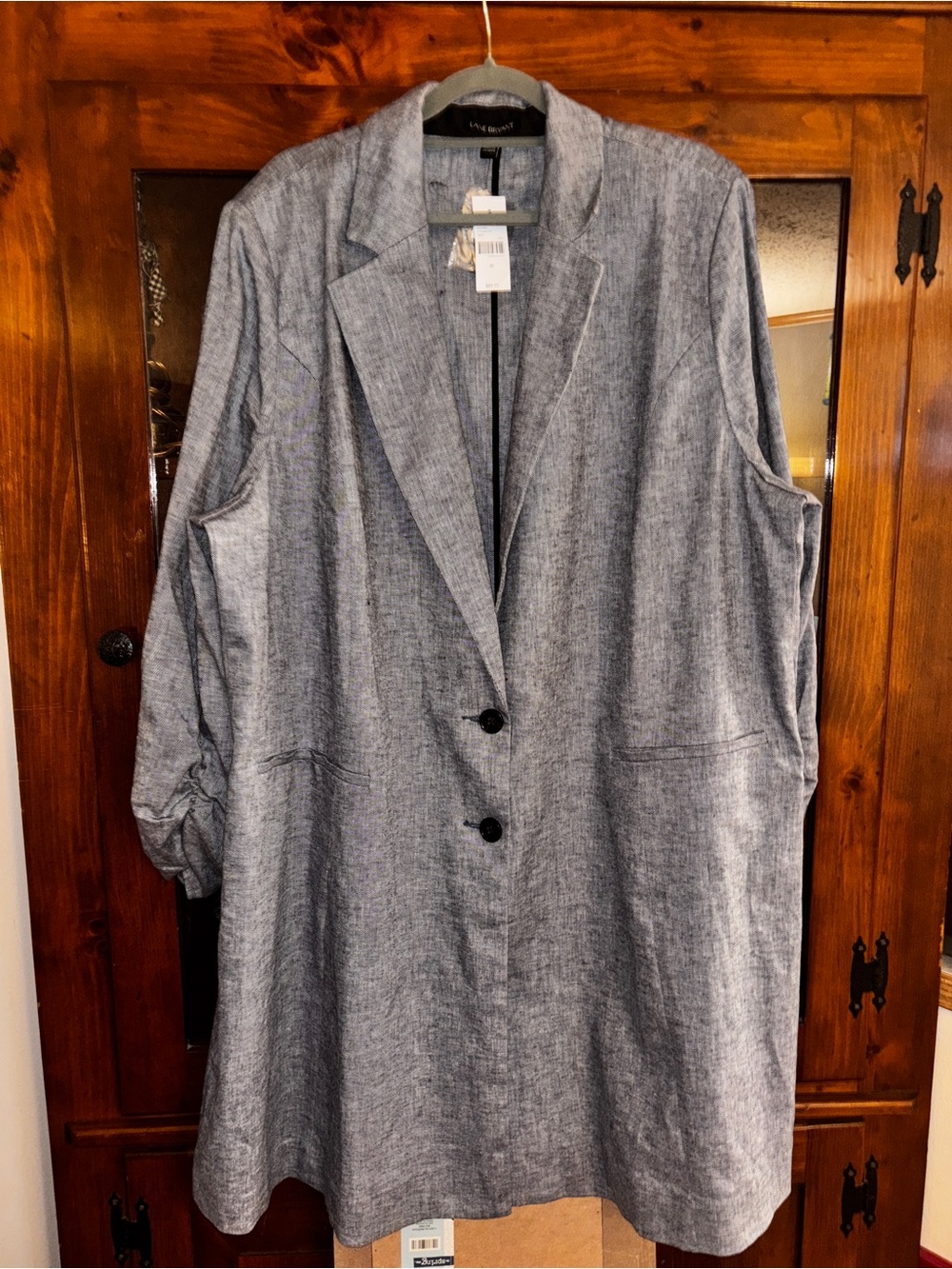 Lane Bryant sz.22 Heather Gray Longline light Trench Coat ptp:27-32 Length:40